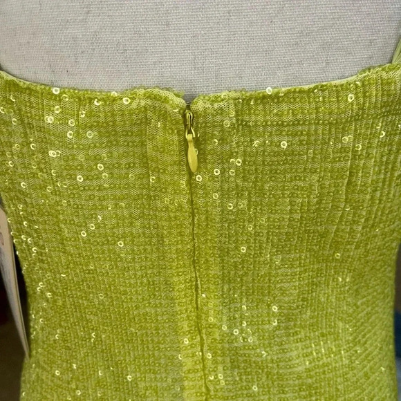 Club L London sequin cowl neck mini dress in lime - Picture 14 of 16